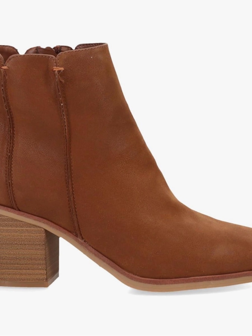 MIA Tan Suede Ankle Boot with Block Heel